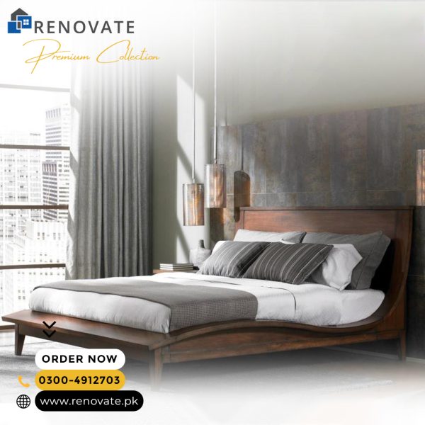 King sized bed, made in sheesham wood and sheesham ply + polished