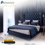 King sized cushioned bed. Made in wooden frame and patex board