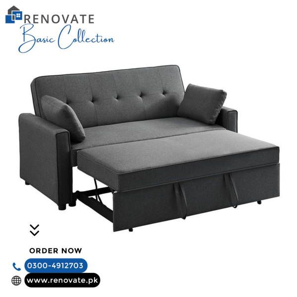 Grey 2-Seater Sofa Cum Bed