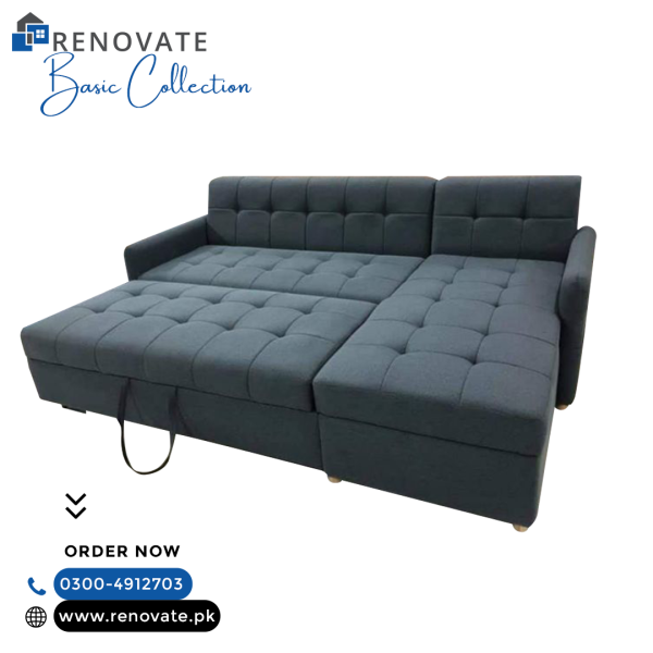 Corner L-Shape 6 Seater Sofa Cum Bed